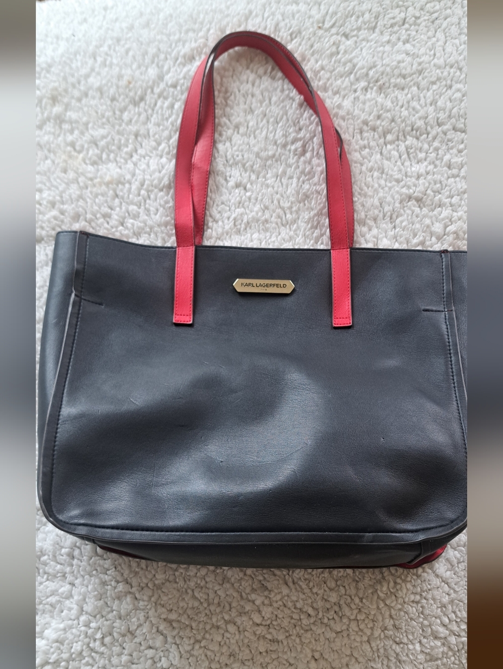 Karl Lagerfeld Black & Red Reversible Tote Bag